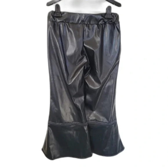 Heidi Hess Black Vegan Leather Bell Bottom Flare Pants